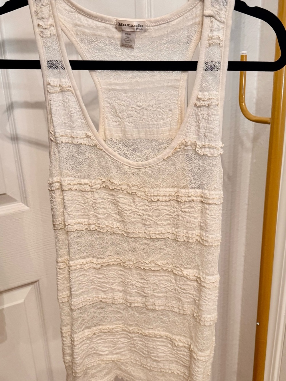 Bozzolo Ivory Lace Ruffled Tank Chemise